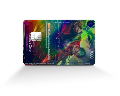 Anime Town Creations Holographic Credit Card Roronoa Zoro One Piece Card Full Skins - Anime One Piece Holographic Credit Card Skin