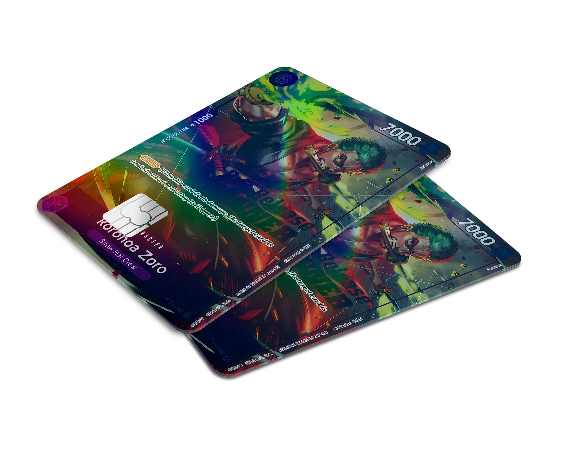 Anime Town Creations Holographic Credit Card Roronoa Zoro One Piece Card Window Skins - Anime One Piece Holographic Credit Card Skin