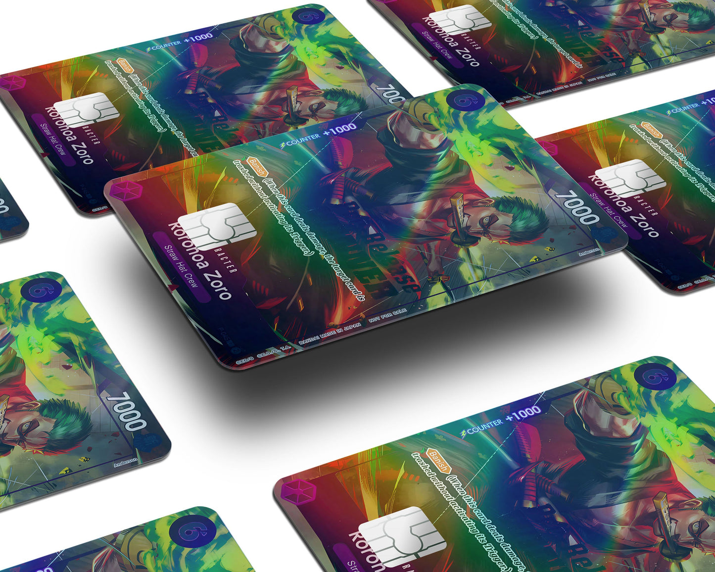 Anime Town Creations Holographic Credit Card Roronoa Zoro One Piece Card Window Skins - Anime One Piece Holographic Credit Card Skin