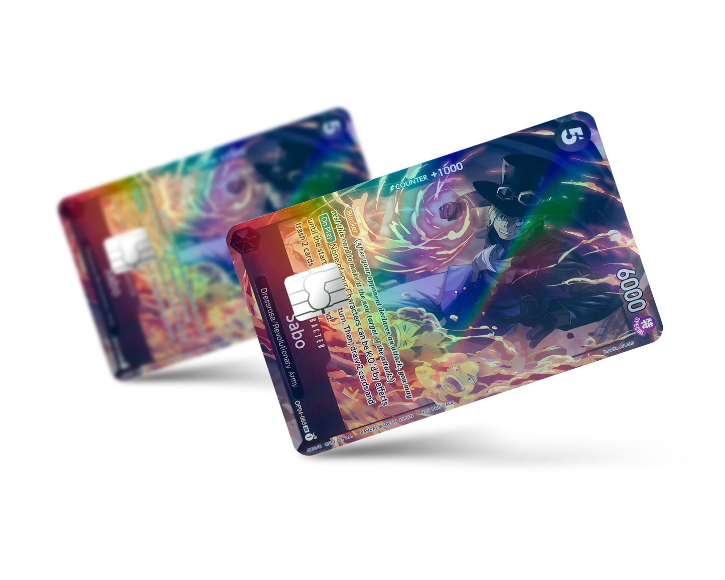 Anime Town Creations Holographic Credit Card Sabo One Piece Card Full Skins - Anime One Piece Holographic Credit Card Skin
