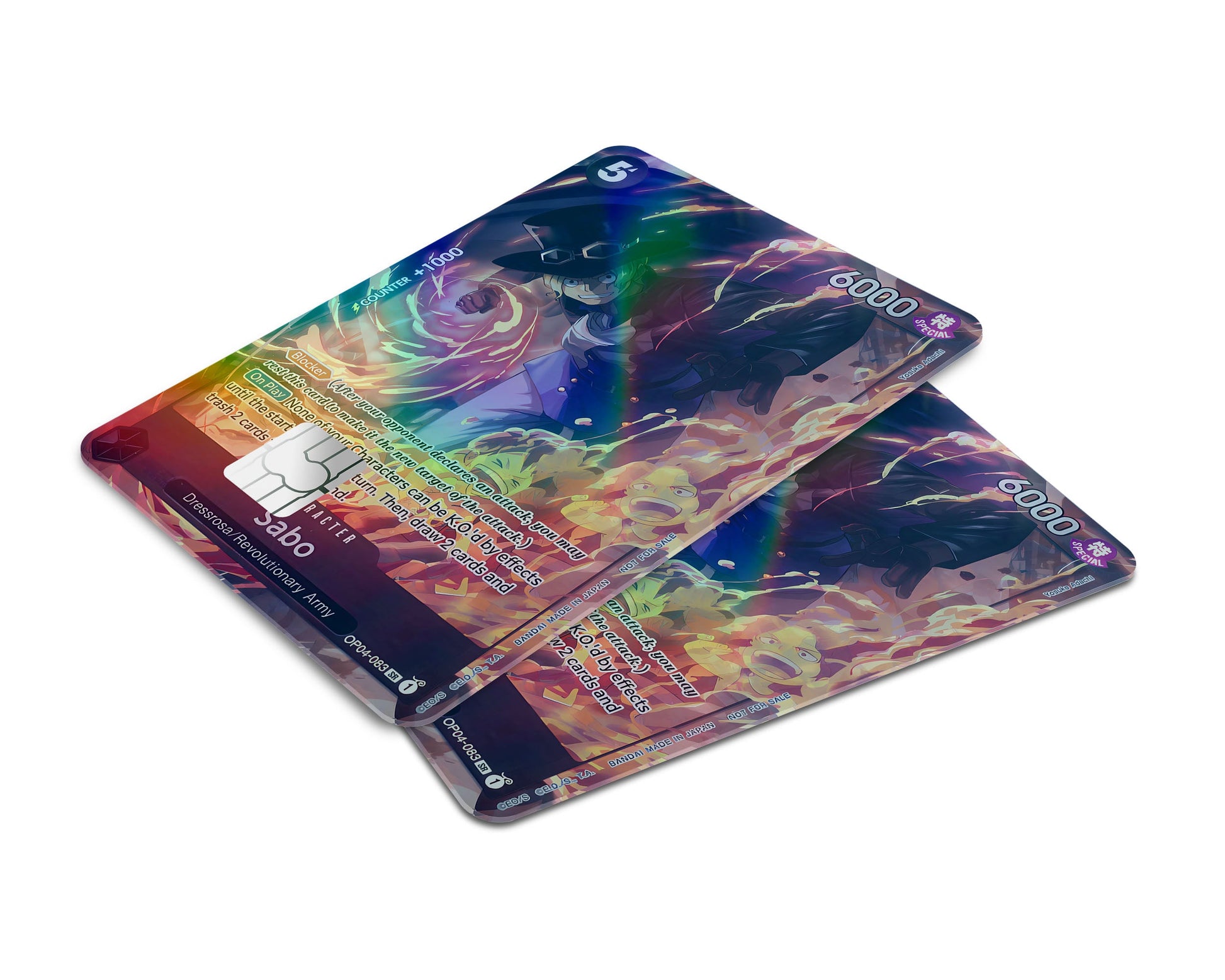 Anime Town Creations Holographic Credit Card Sabo One Piece Card Window Skins - Anime One Piece Holographic Credit Card Skin
