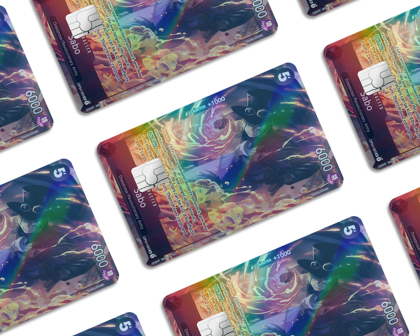 Anime Town Creations Holographic Credit Card Sabo One Piece Card Window Skins - Anime One Piece Holographic Credit Card Skin