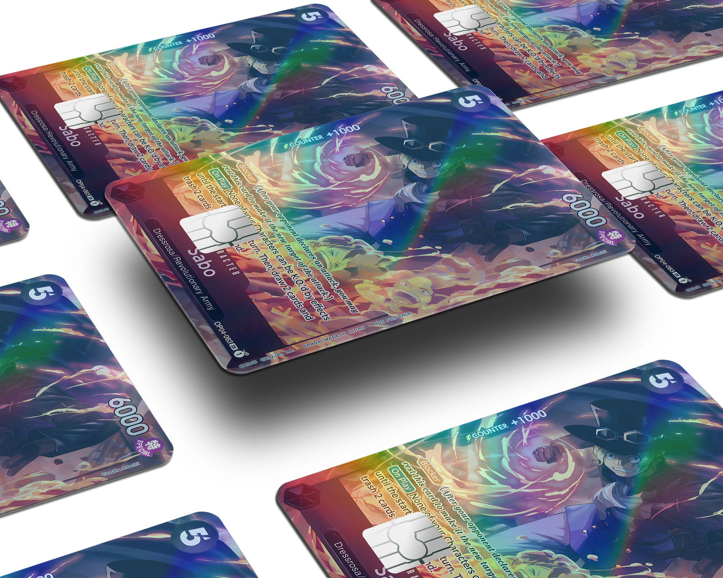 Anime Town Creations Holographic Credit Card Sabo One Piece Card Window Skins - Anime One Piece Holographic Credit Card Skin