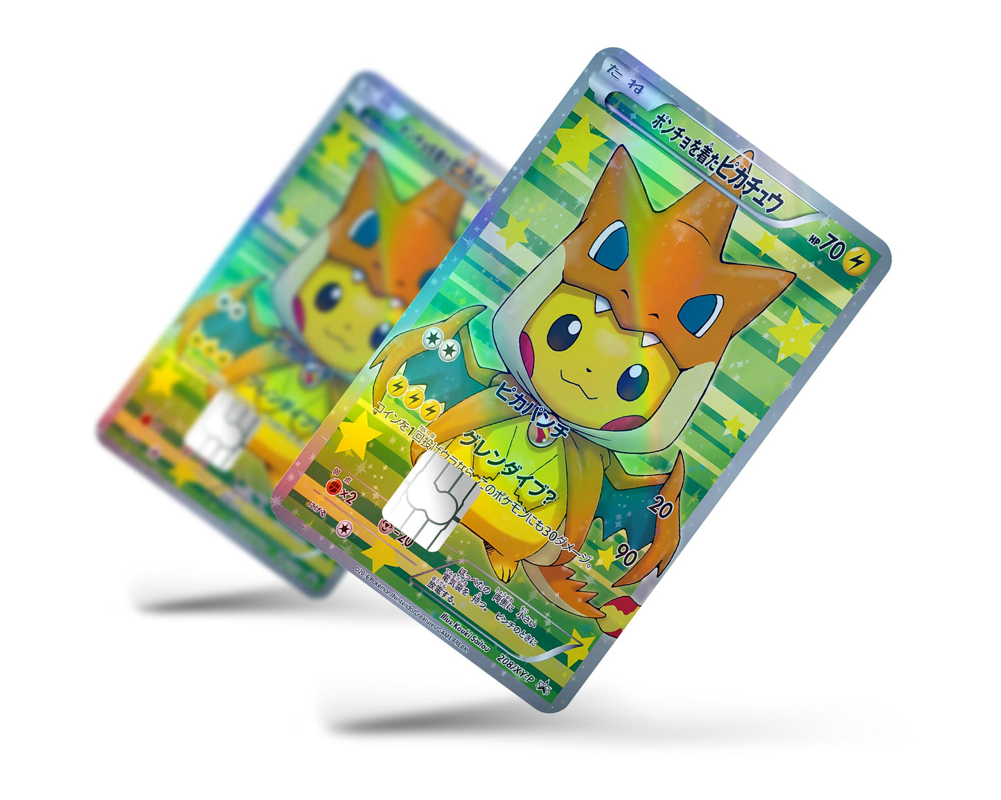 Anime Town Creations Holographic Credit Card Poncho Pikachu Mega Charizard Y Cosplay Pokemon Card Full Skins - Anime Pokemon Holographic Credit Card Skin