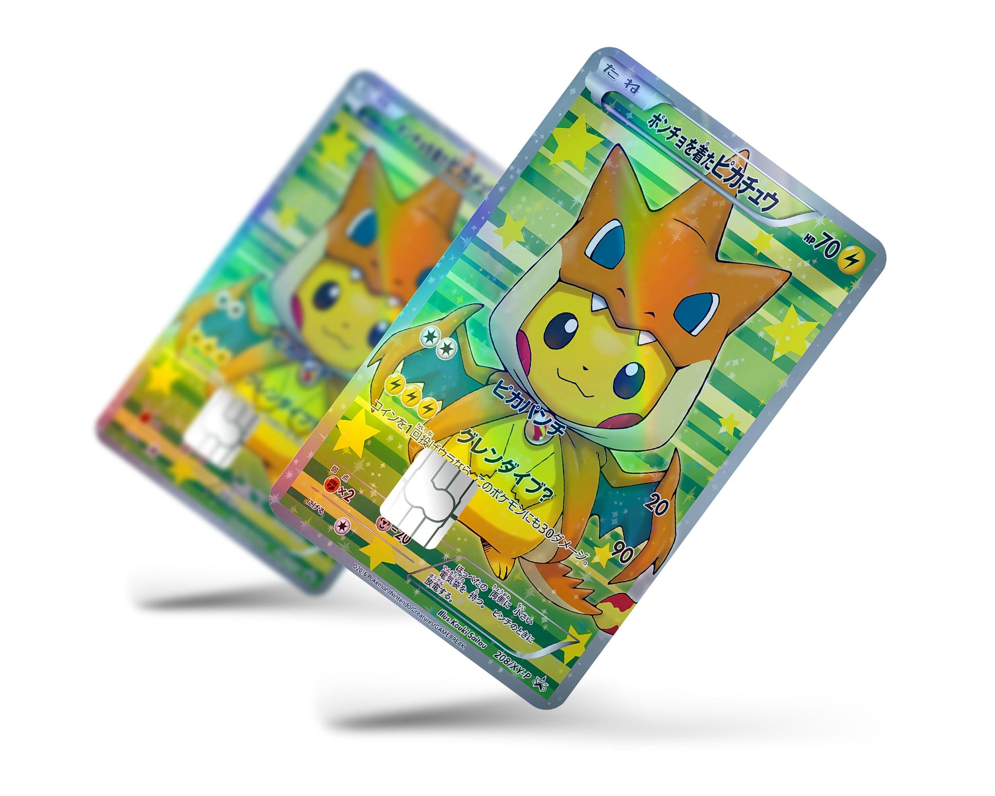 Anime Town Creations Holographic Credit Card Poncho Pikachu Mega Charizard Y Cosplay Pokemon Card Full Skins - Anime Pokemon Holographic Credit Card Skin