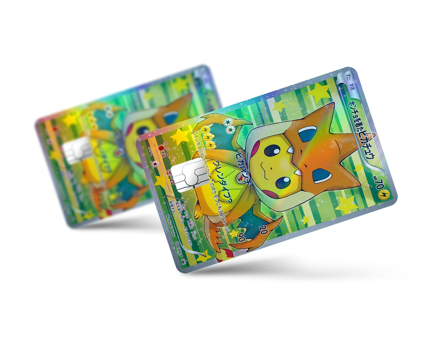 Anime Town Creations Holographic Credit Card Poncho Pikachu Mega Charizard Y Cosplay Pokemon Card Full Skins - Anime Pokemon Holographic Credit Card Skin
