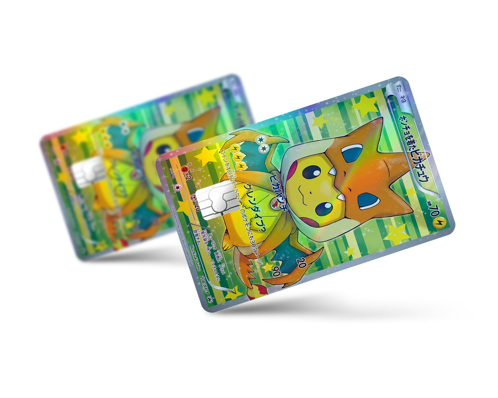 Anime Town Creations Holographic Credit Card Poncho Pikachu Mega Charizard Y Cosplay Pokemon Card Full Skins - Anime Pokemon Holographic Credit Card Skin