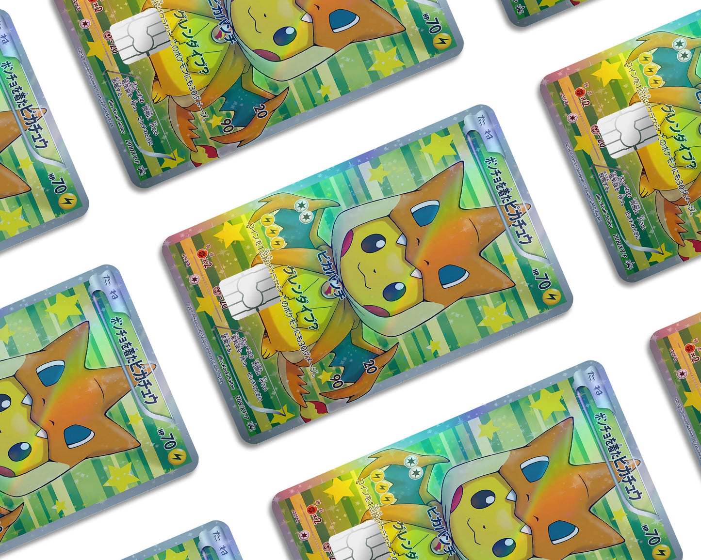 Anime Town Creations Holographic Credit Card Poncho Pikachu Mega Charizard Y Cosplay Pokemon Card Window Skins - Anime Pokemon Holographic Credit Card Skin