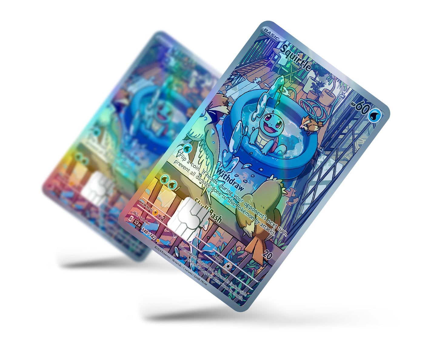 Anime Town Creations Holographic Credit Card Squirtle Splash Pokemon Card Full Skins - Anime Pokemon Holographic Credit Card Skin