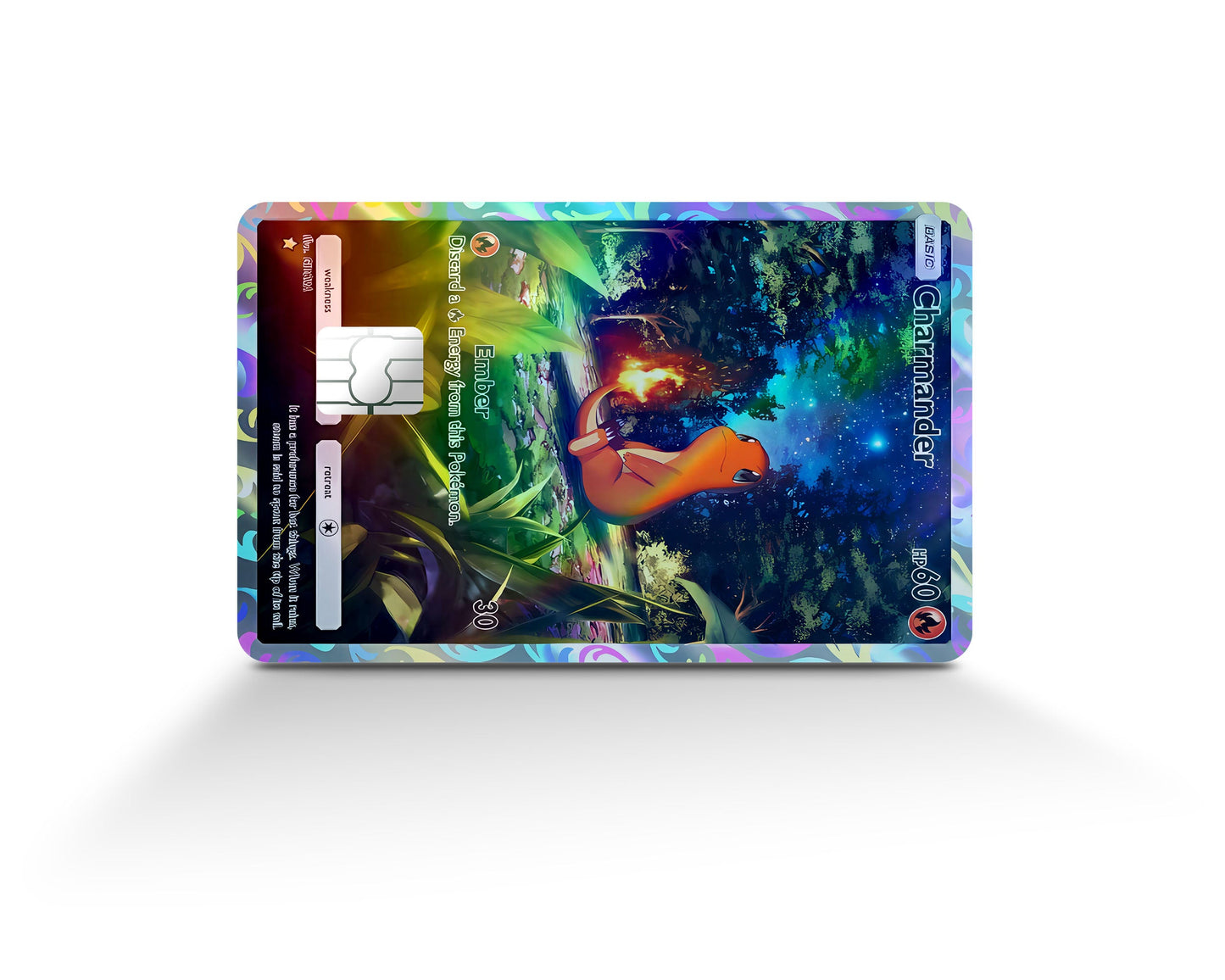 Anime Town Creations Holographic Credit Card Charmanda Pocket Pokemon Card Full Skins - Anime Pokemon Holographic Credit Card Skin