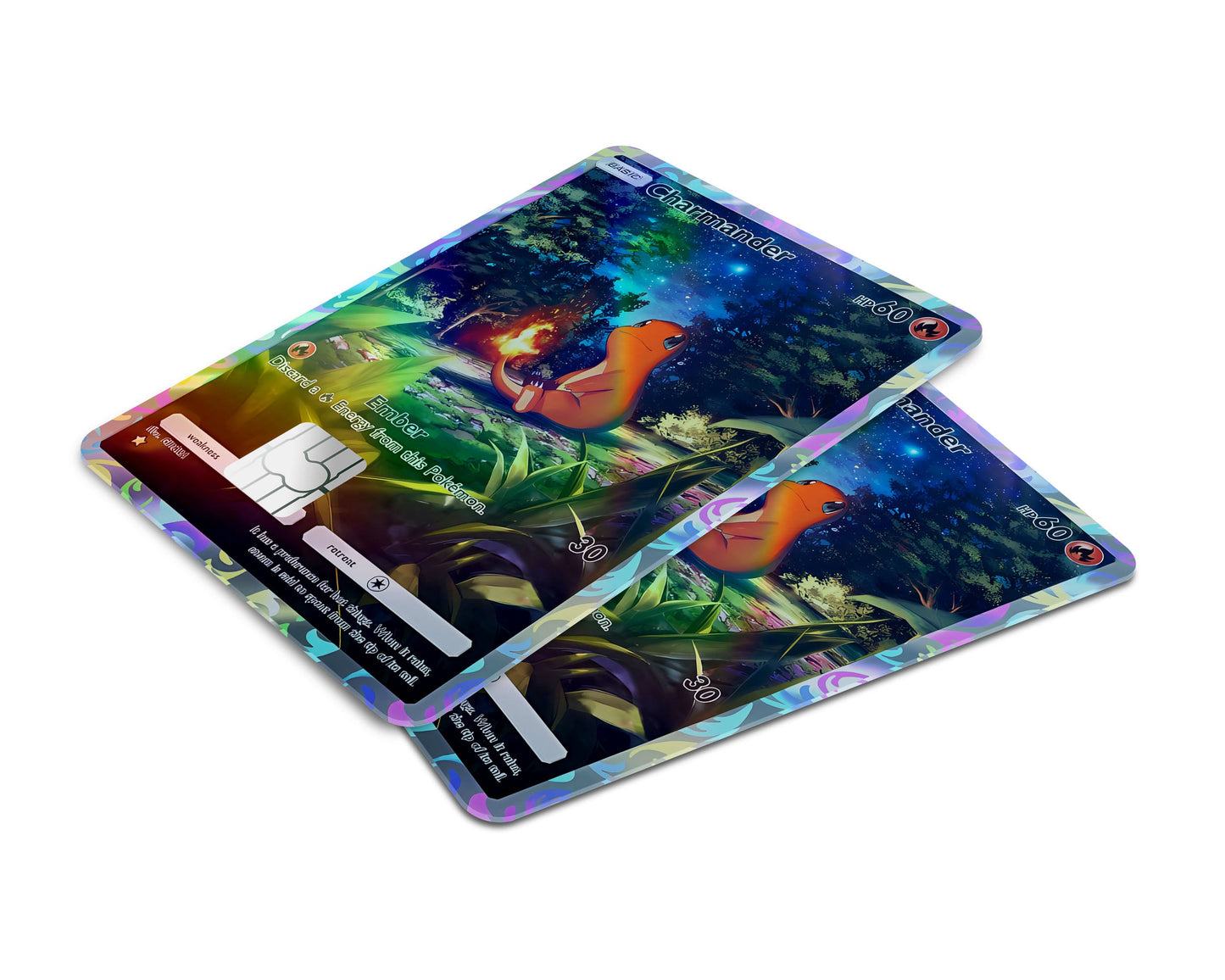 Anime Town Creations Holographic Credit Card Charmanda Pocket Pokemon Card Window Skins - Anime Pokemon Holographic Credit Card Skin