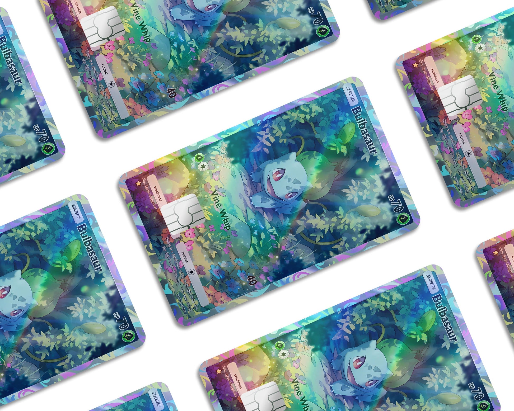 Anime Town Creations Holographic Credit Card Bulbasaur Pocket Pokemon Card Window Skins - Anime Pokemon Holographic Credit Card Skin