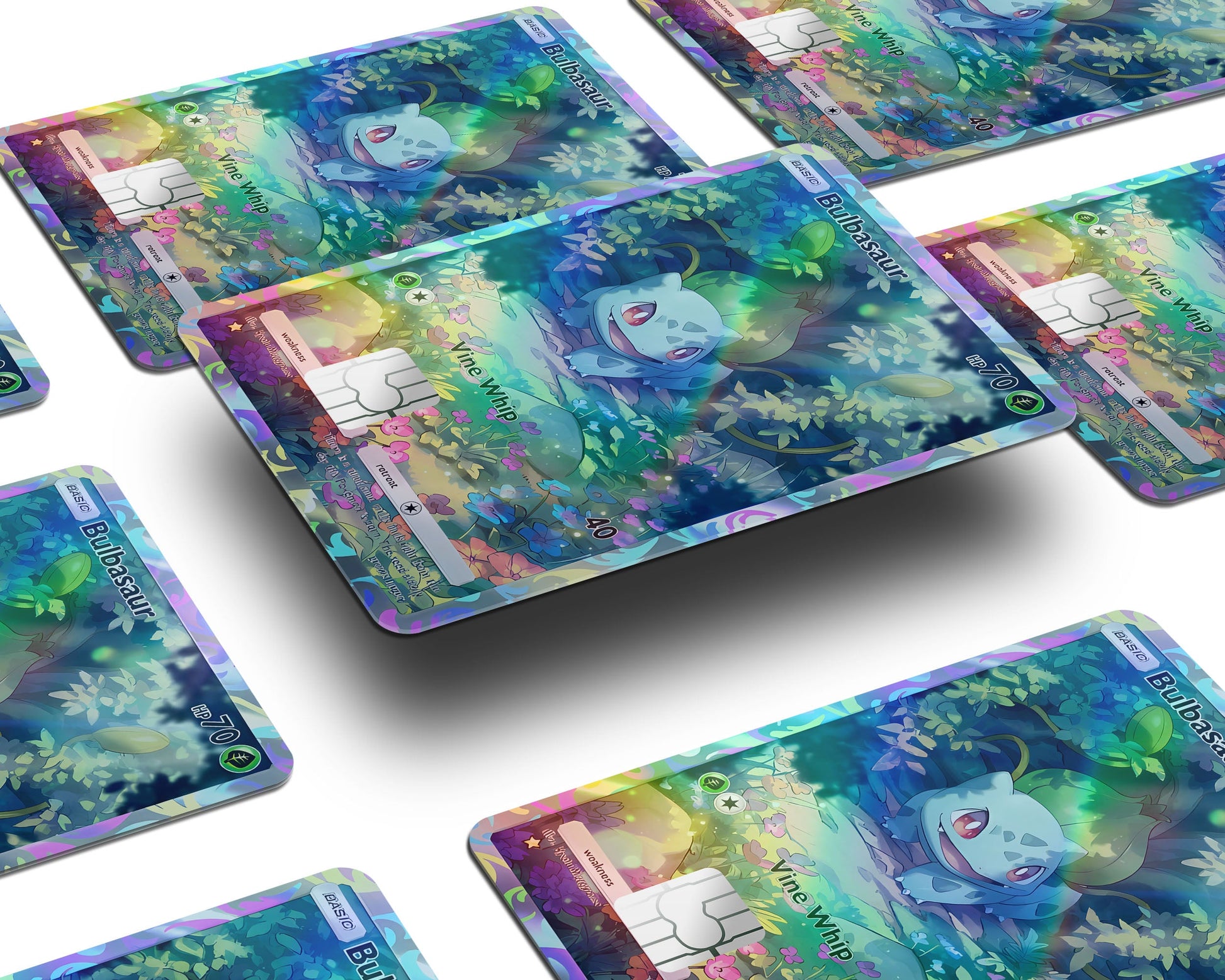 Anime Town Creations Holographic Credit Card Bulbasaur Pocket Pokemon Card Window Skins - Anime Pokemon Holographic Credit Card Skin