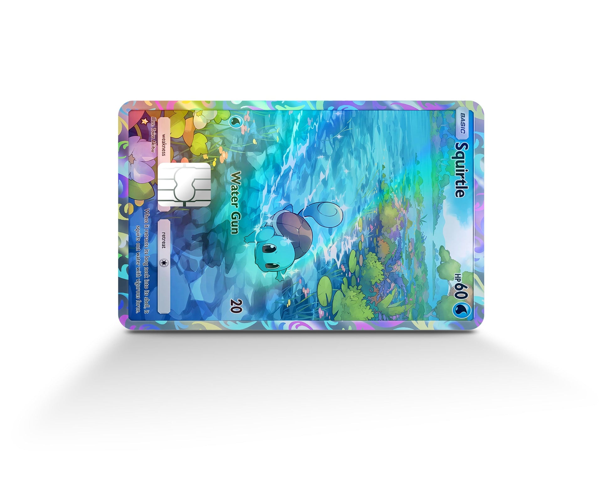 Anime Town Creations Holographic Credit Card Squirtle Pocket Pokemon Card Full Skins - Anime Pokemon Holographic Credit Card Skin