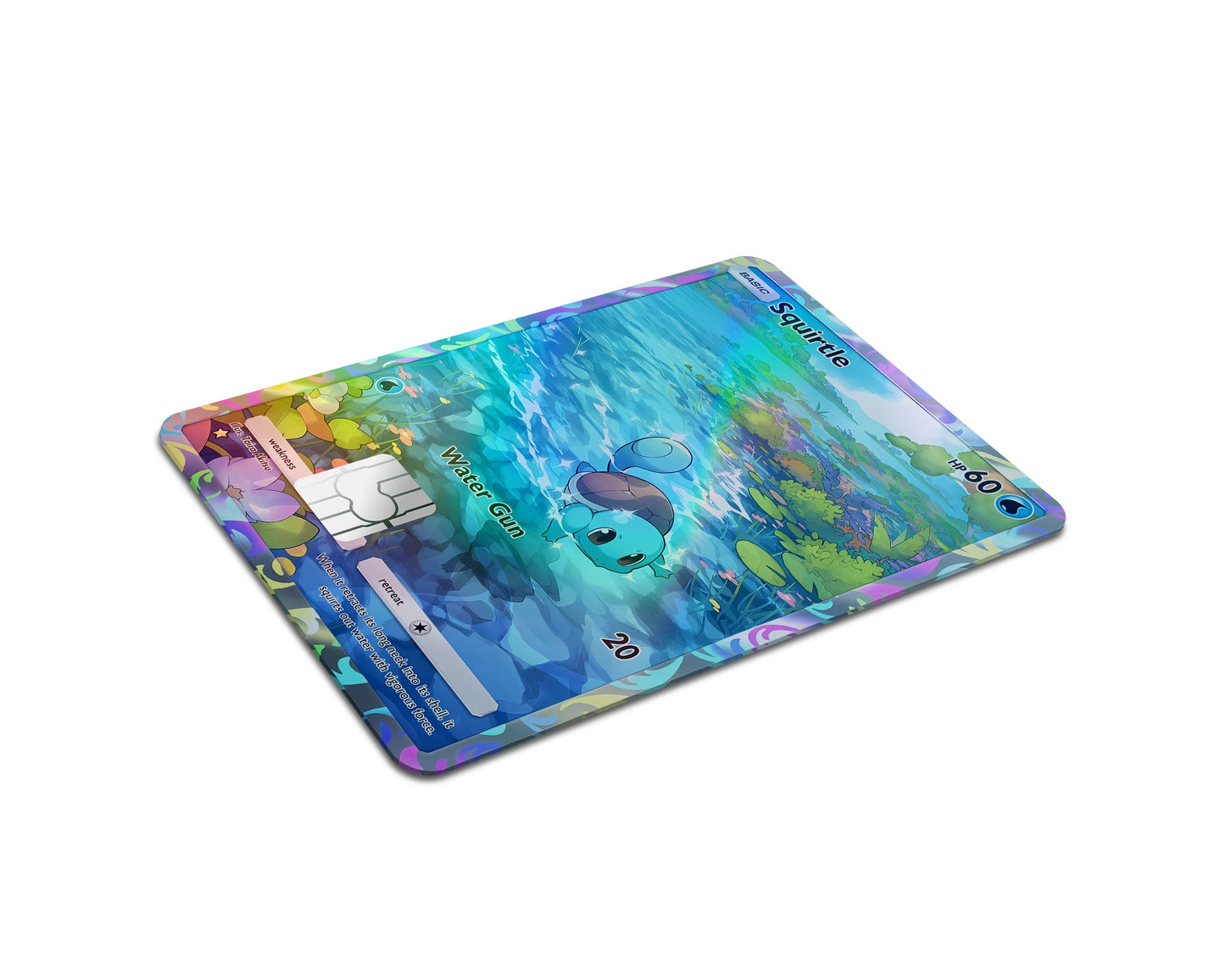 Anime Town Creations Holographic Credit Card Squirtle Pocket Pokemon Card Full Skins - Anime Pokemon Holographic Credit Card Skin