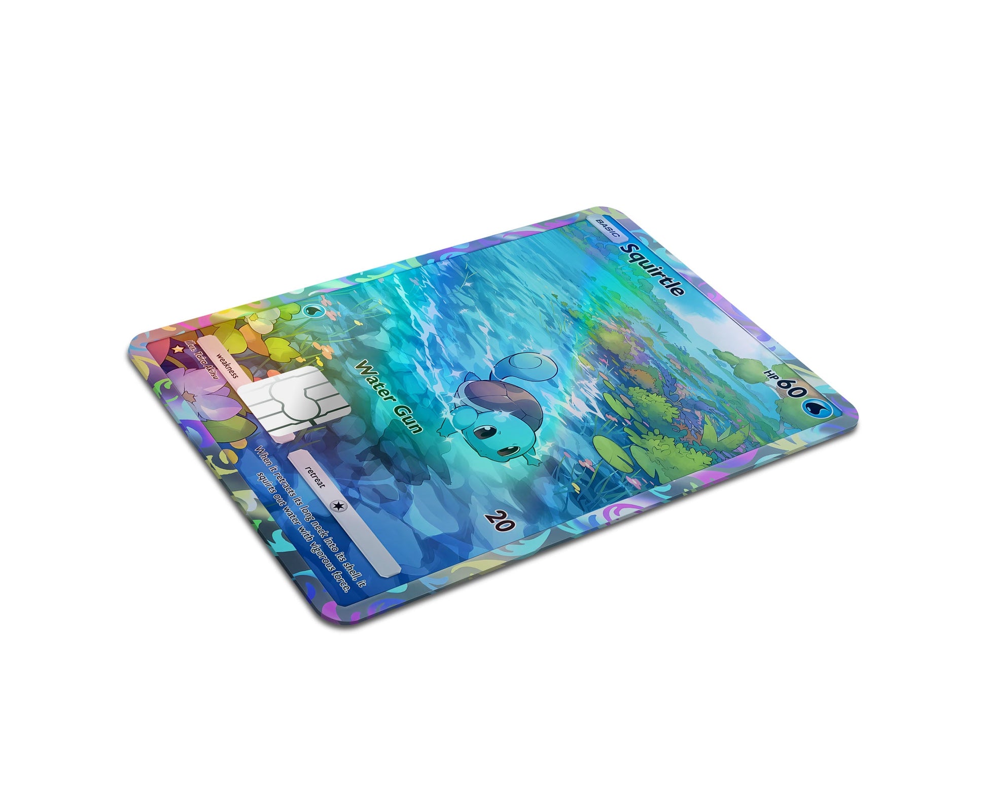 Anime Town Creations Holographic Credit Card Squirtle Pocket Pokemon Card Full Skins - Anime Pokemon Holographic Credit Card Skin