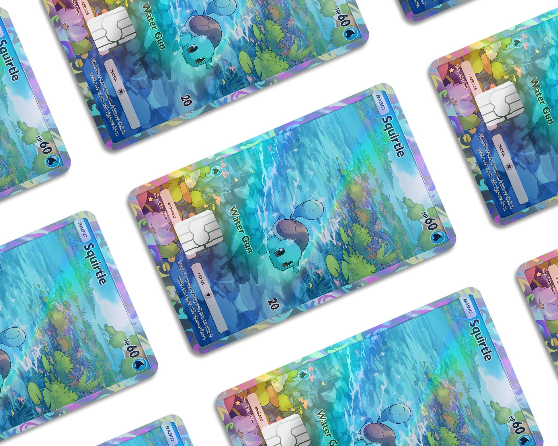 Anime Town Creations Holographic Credit Card Squirtle Pocket Pokemon Card Window Skins - Anime Pokemon Holographic Credit Card Skin