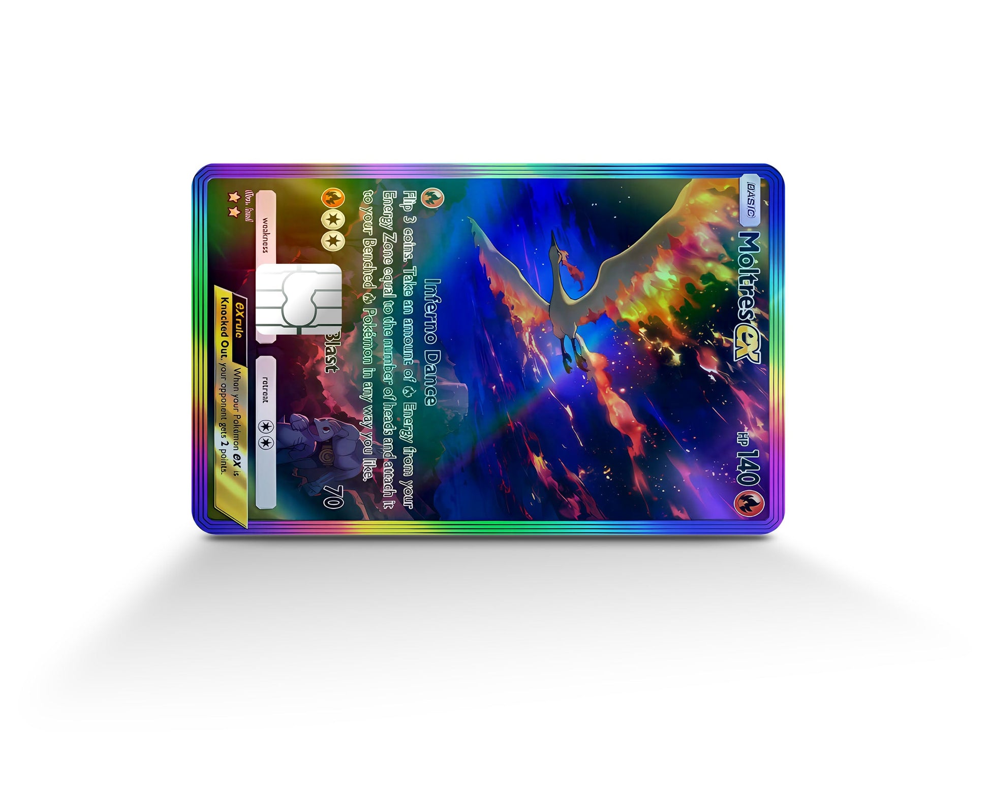 Anime Town Creations Holographic Credit Card Moltres Pocket Pokemon Card Full Skins - Anime Pokemon Holographic Credit Card Skin
