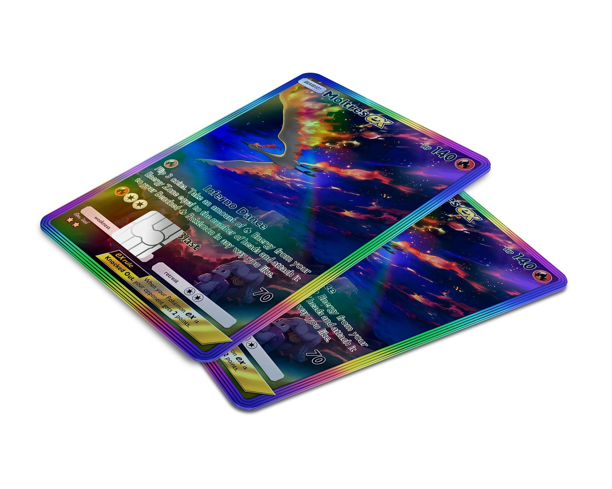 Anime Town Creations Holographic Credit Card Moltres Pocket Pokemon Card Window Skins - Anime Pokemon Holographic Credit Card Skin
