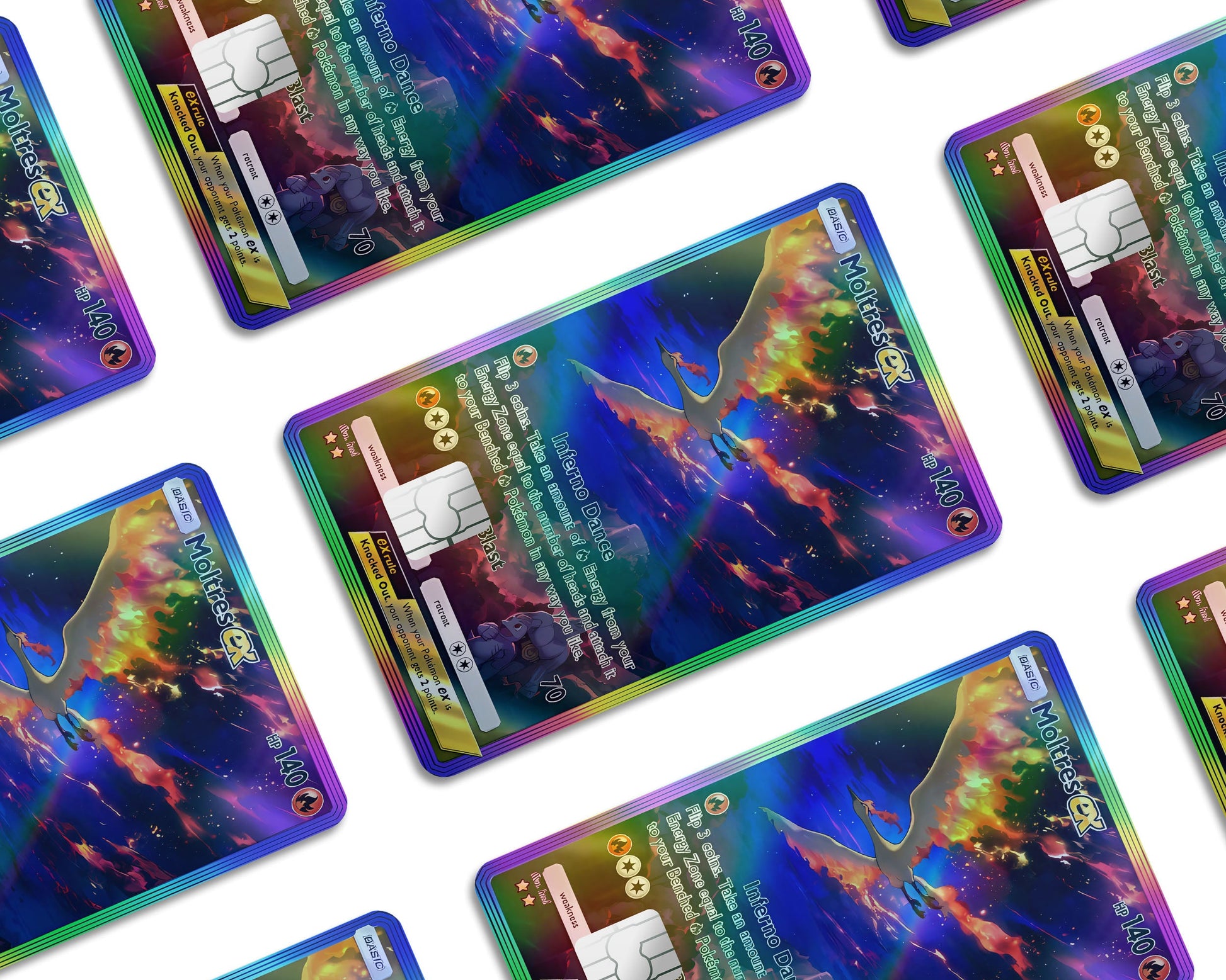 Anime Town Creations Holographic Credit Card Moltres Pocket Pokemon Card Window Skins - Anime Pokemon Holographic Credit Card Skin