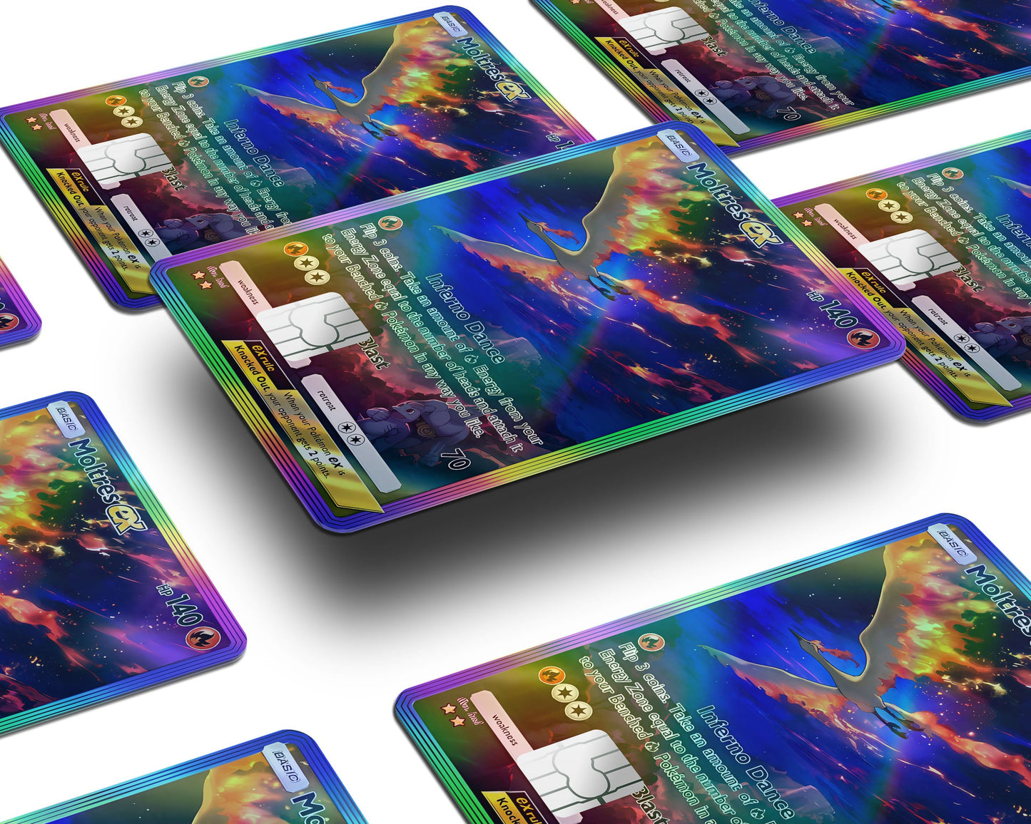 Anime Town Creations Holographic Credit Card Moltres Pocket Pokemon Card Window Skins - Anime Pokemon Holographic Credit Card Skin