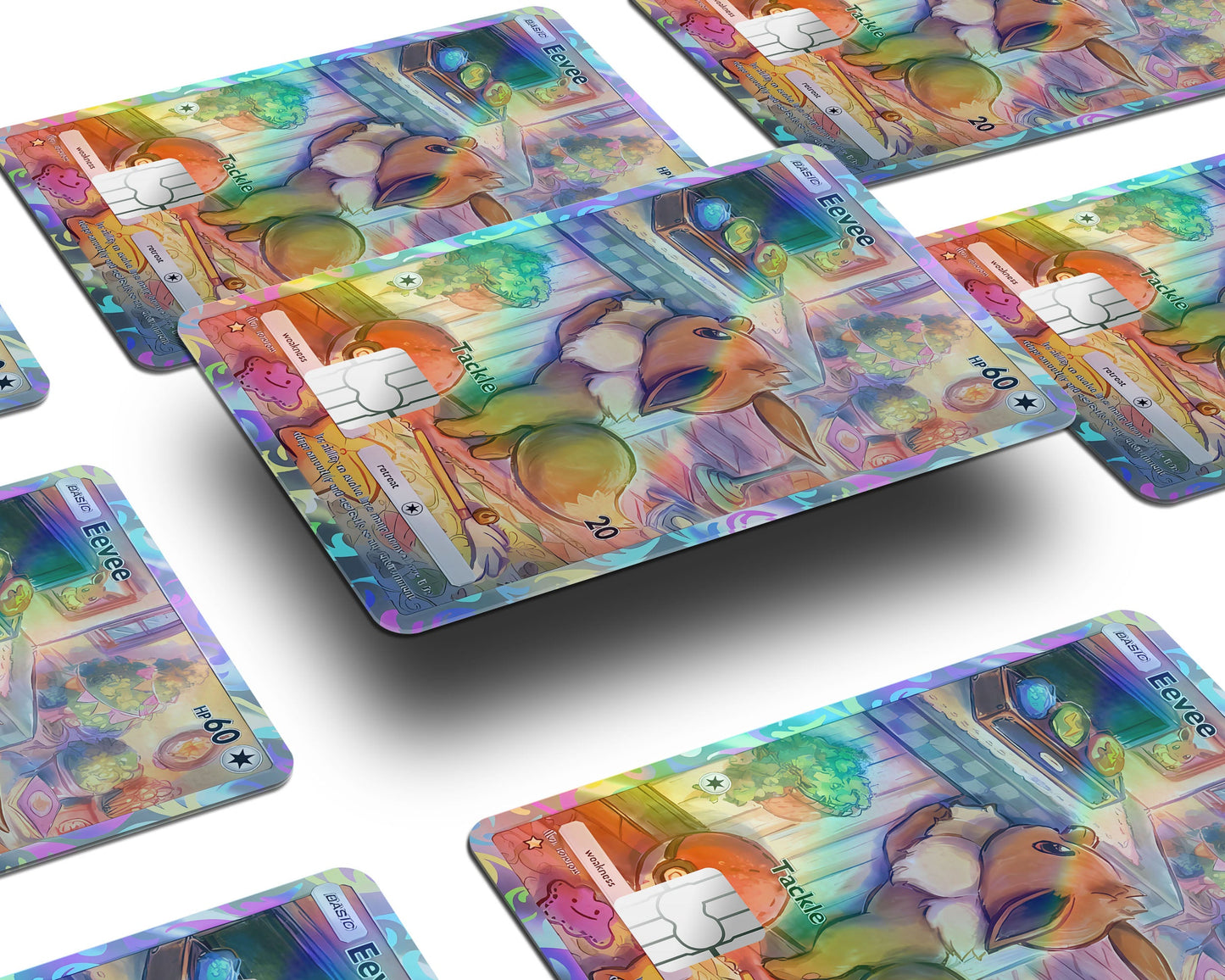 Anime Town Creations Holographic Credit Card Eevee Pocket Pokemon Card Window Skins - Anime Pokemon Holographic Credit Card Skin