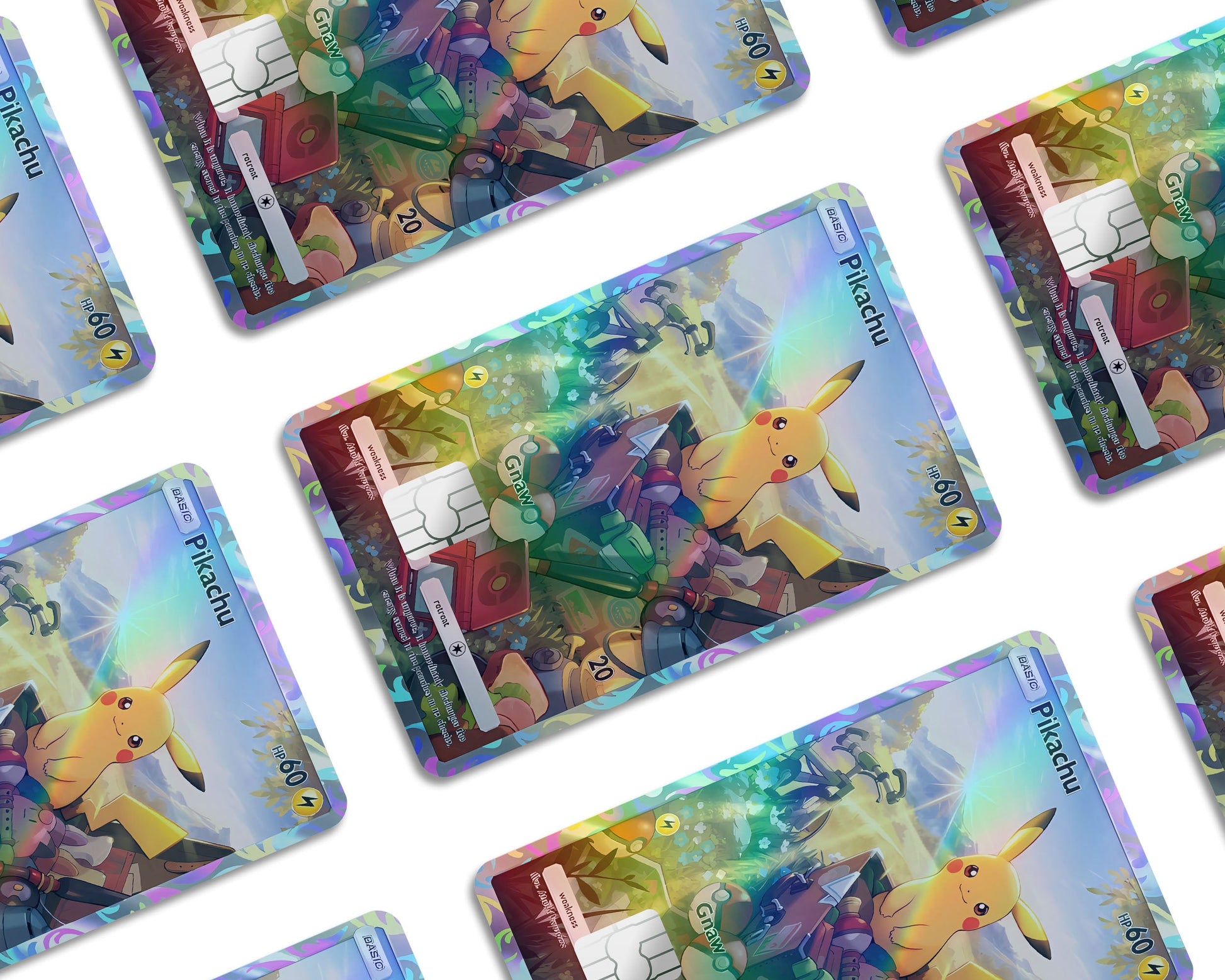 Anime Town Creations Holographic Credit Card Pikachu Pocket Pokemon Card Window Skins - Anime Pokemon Holographic Credit Card Skin