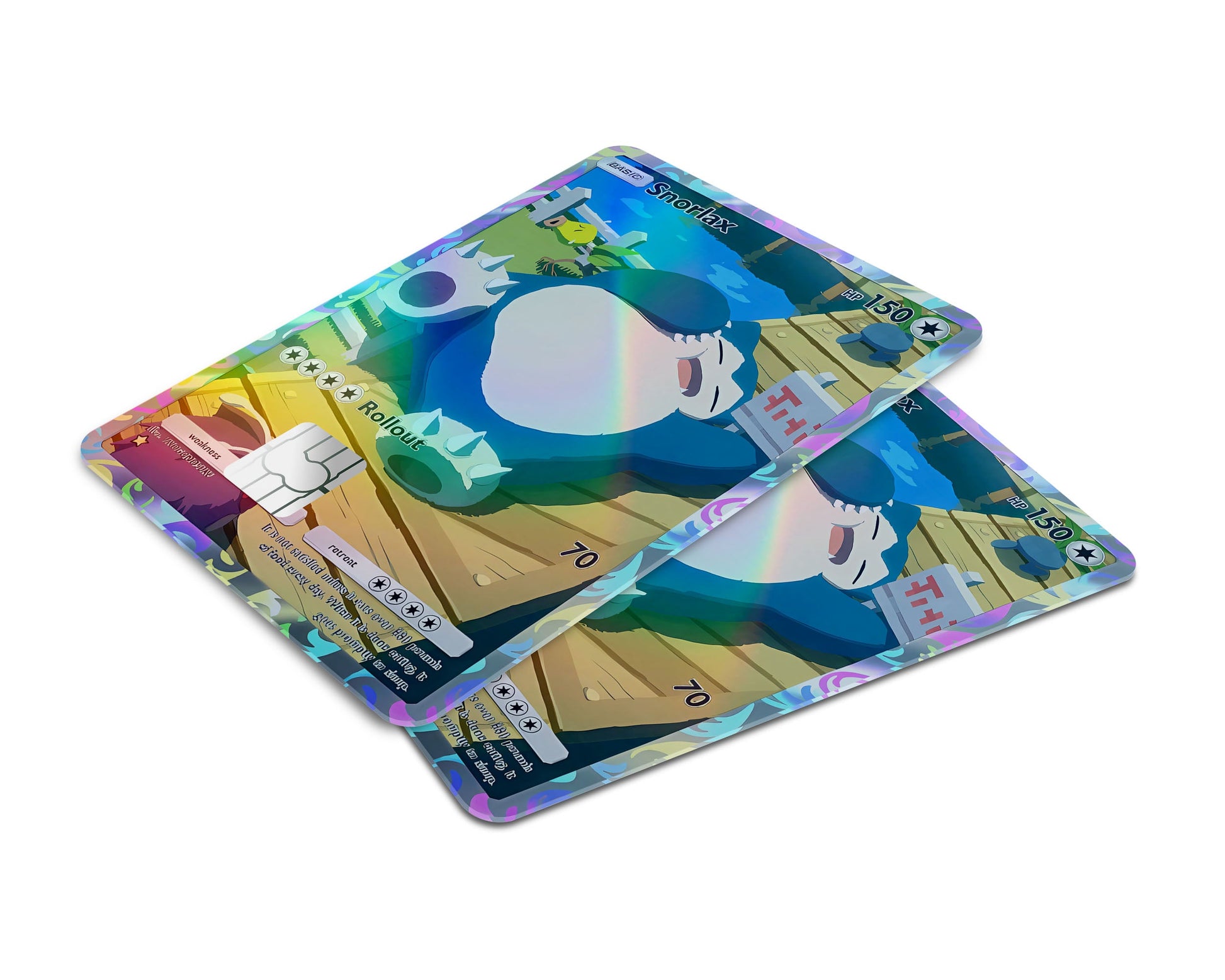 Anime Town Creations Holographic Credit Card Snorlax Pocket Pokemon Card Window Skins - Anime Pokemon Holographic Credit Card Skin