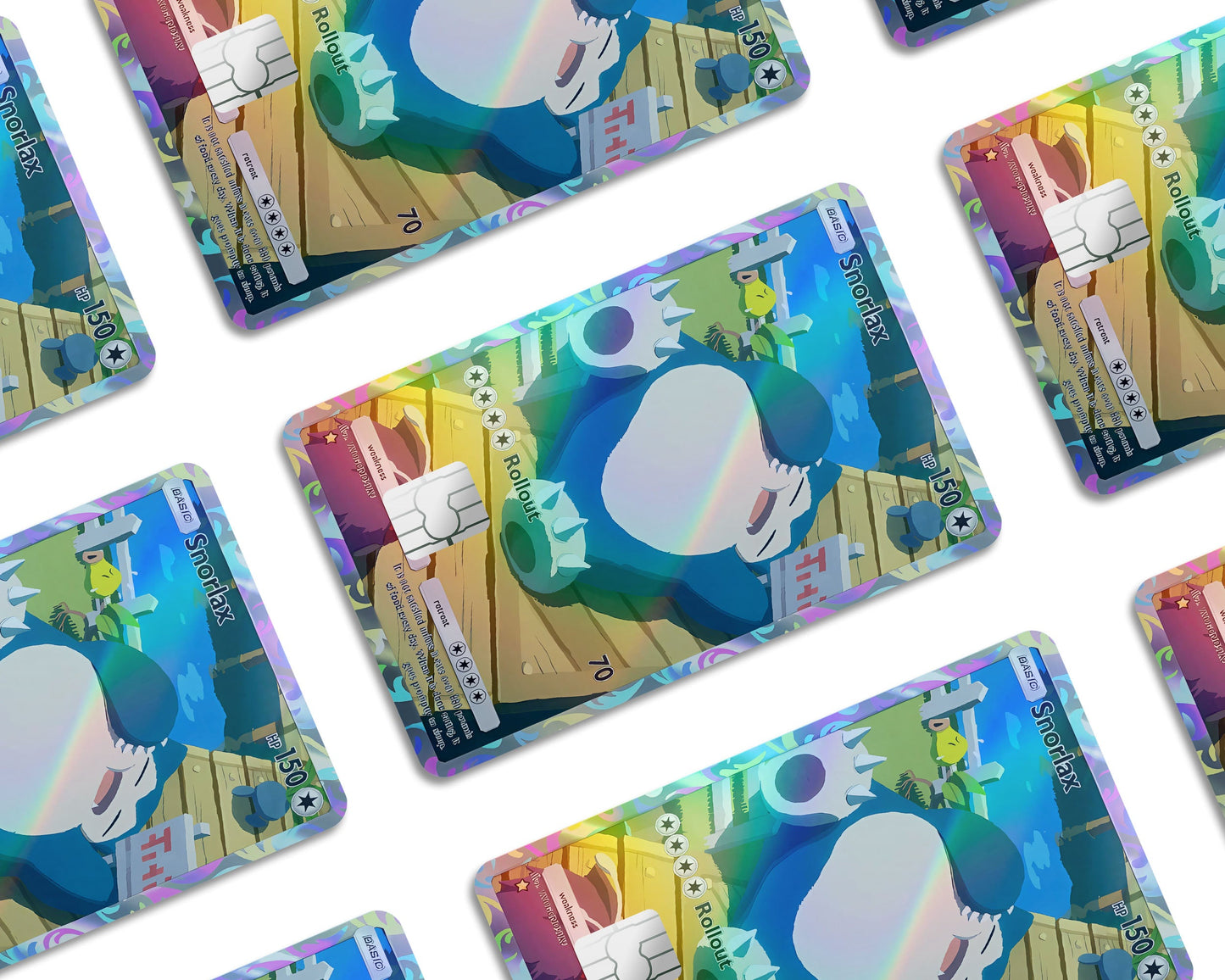Anime Town Creations Holographic Credit Card Snorlax Pocket Pokemon Card Window Skins - Anime Pokemon Holographic Credit Card Skin
