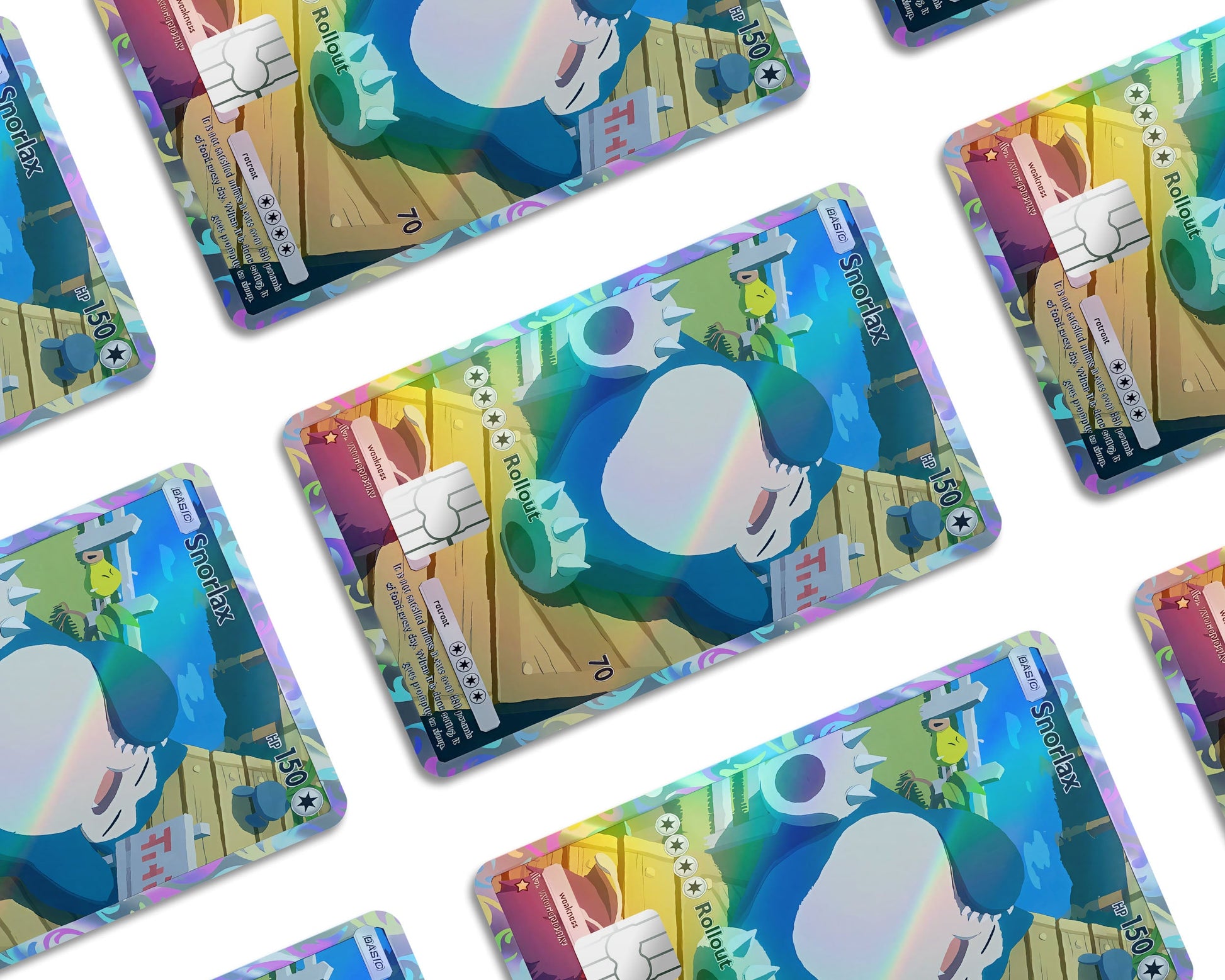Anime Town Creations Holographic Credit Card Snorlax Pocket Pokemon Card Window Skins - Anime Pokemon Holographic Credit Card Skin