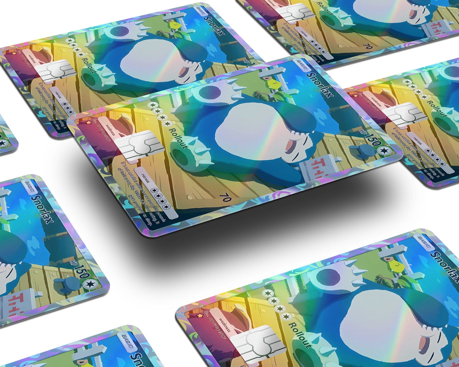 Anime Town Creations Holographic Credit Card Snorlax Pocket Pokemon Card Window Skins - Anime Pokemon Holographic Credit Card Skin