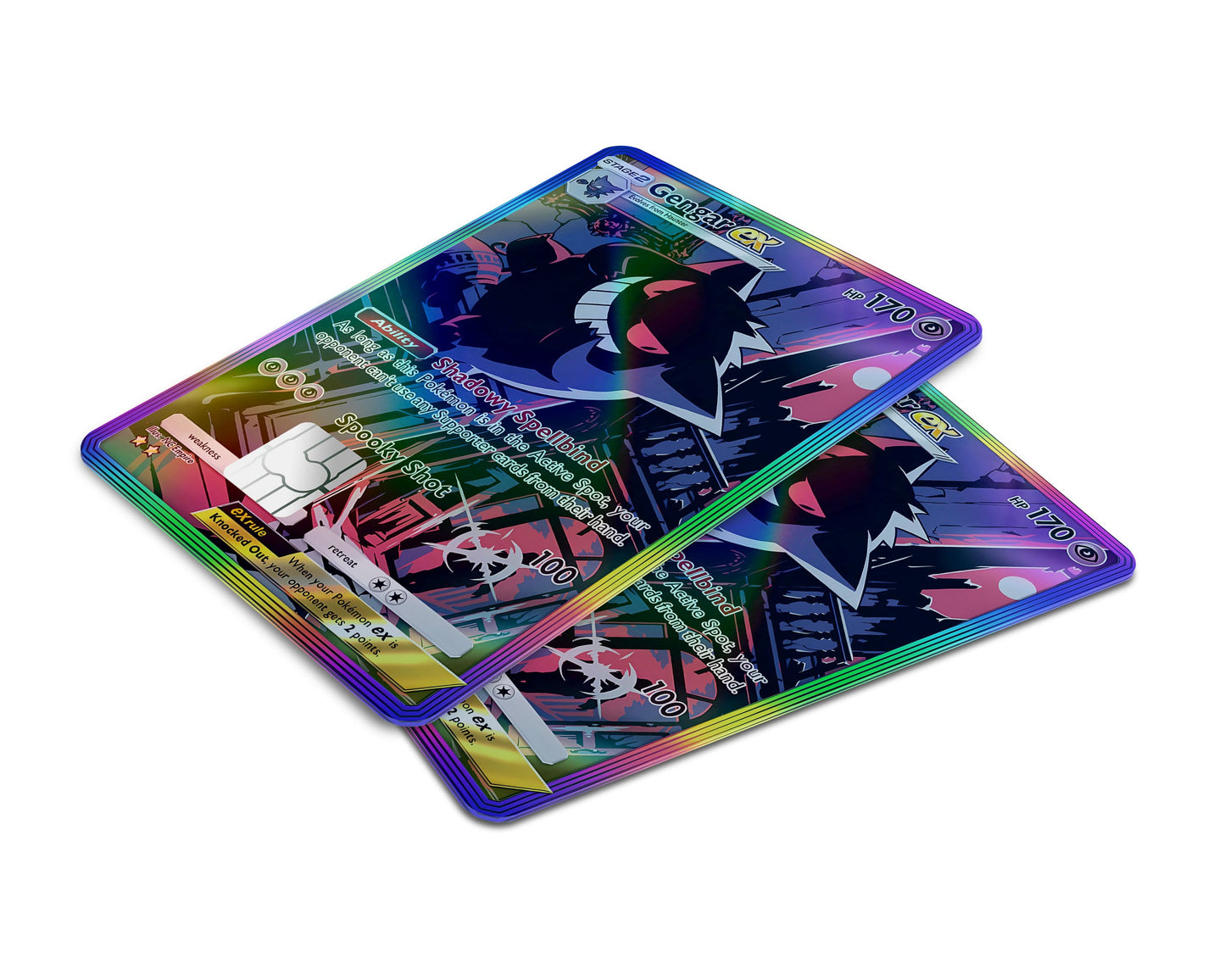 Anime Town Creations Holographic Credit Card Gengar Pocket Pokemon Card Window Skins - Anime Pokemon Holographic Credit Card Skin