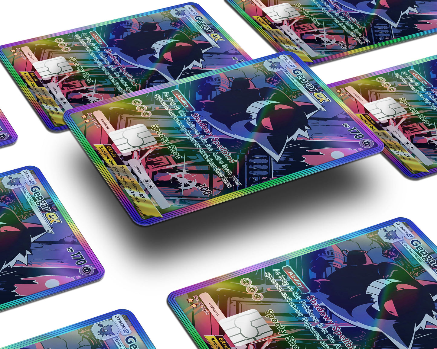 Anime Town Creations Holographic Credit Card Gengar Pocket Pokemon Card Window Skins - Anime Pokemon Holographic Credit Card Skin