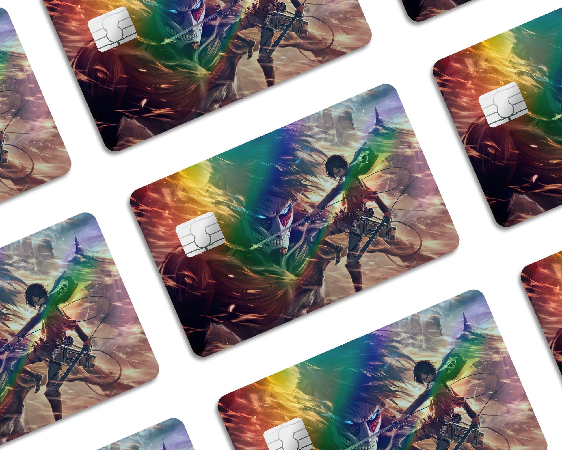 Anime Town Creations Holographic Credit Card Attack on Titan Eren Yeager Window Skins - Anime Attack on Titan Holographic Credit Card Skin