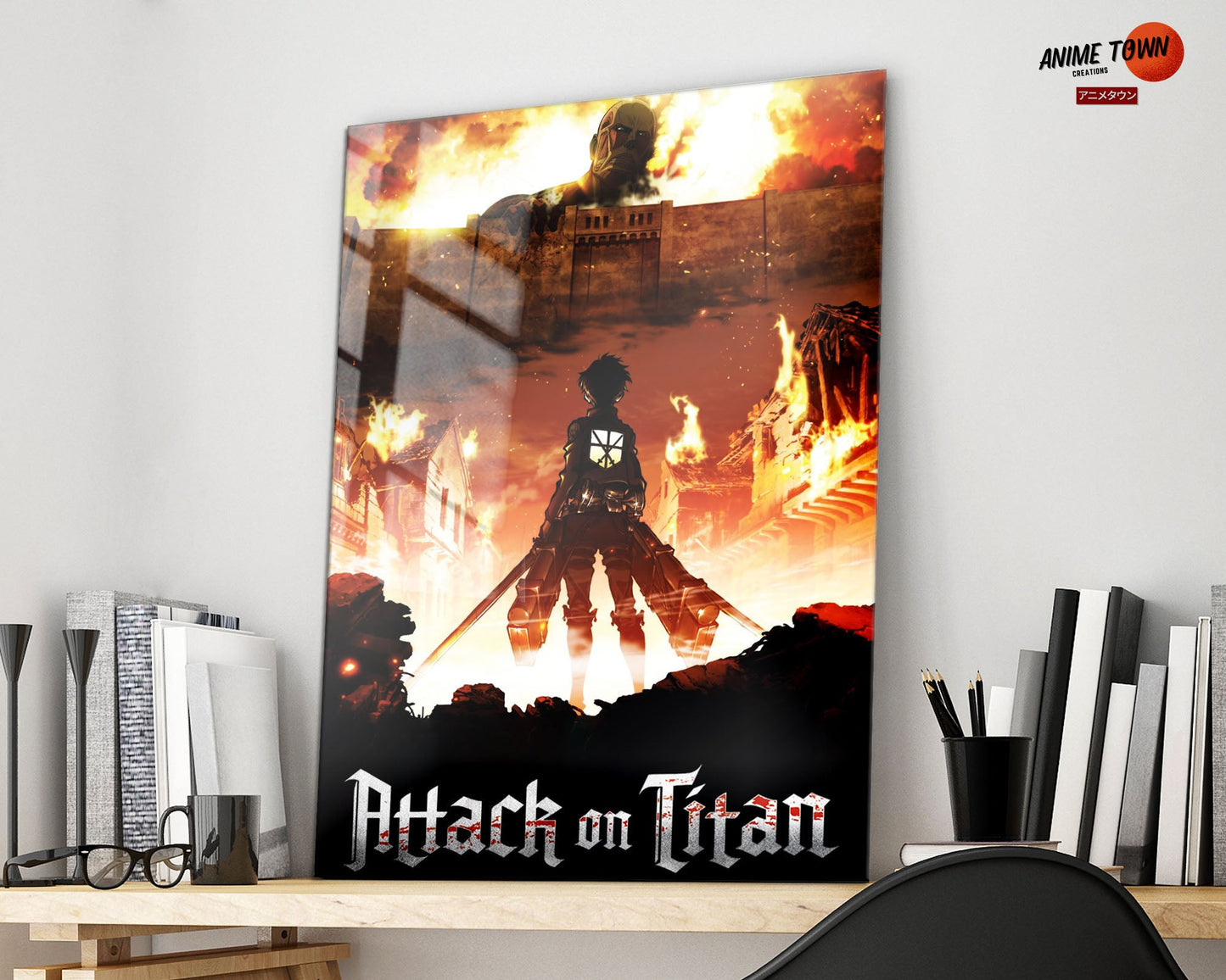 Anime Town Creations Metal Poster Attack on Titan Wall 16" x 24" Home Goods - Anime Attack on Titan Metal Poster