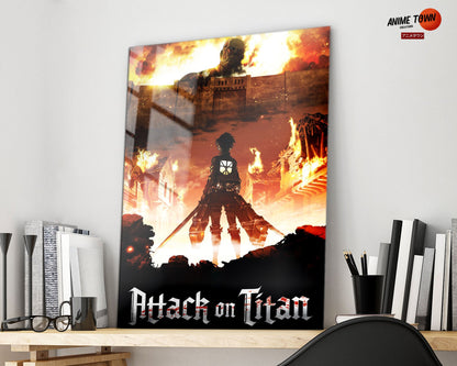 Anime Town Creations Metal Poster Attack on Titan Wall 16" x 24" Home Goods - Anime Attack on Titan Metal Poster
