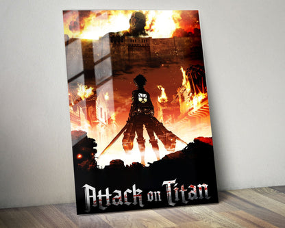 Anime Town Creations Metal Poster Attack on Titan Wall 5" x 7" Home Goods - Anime Attack on Titan Metal Poster