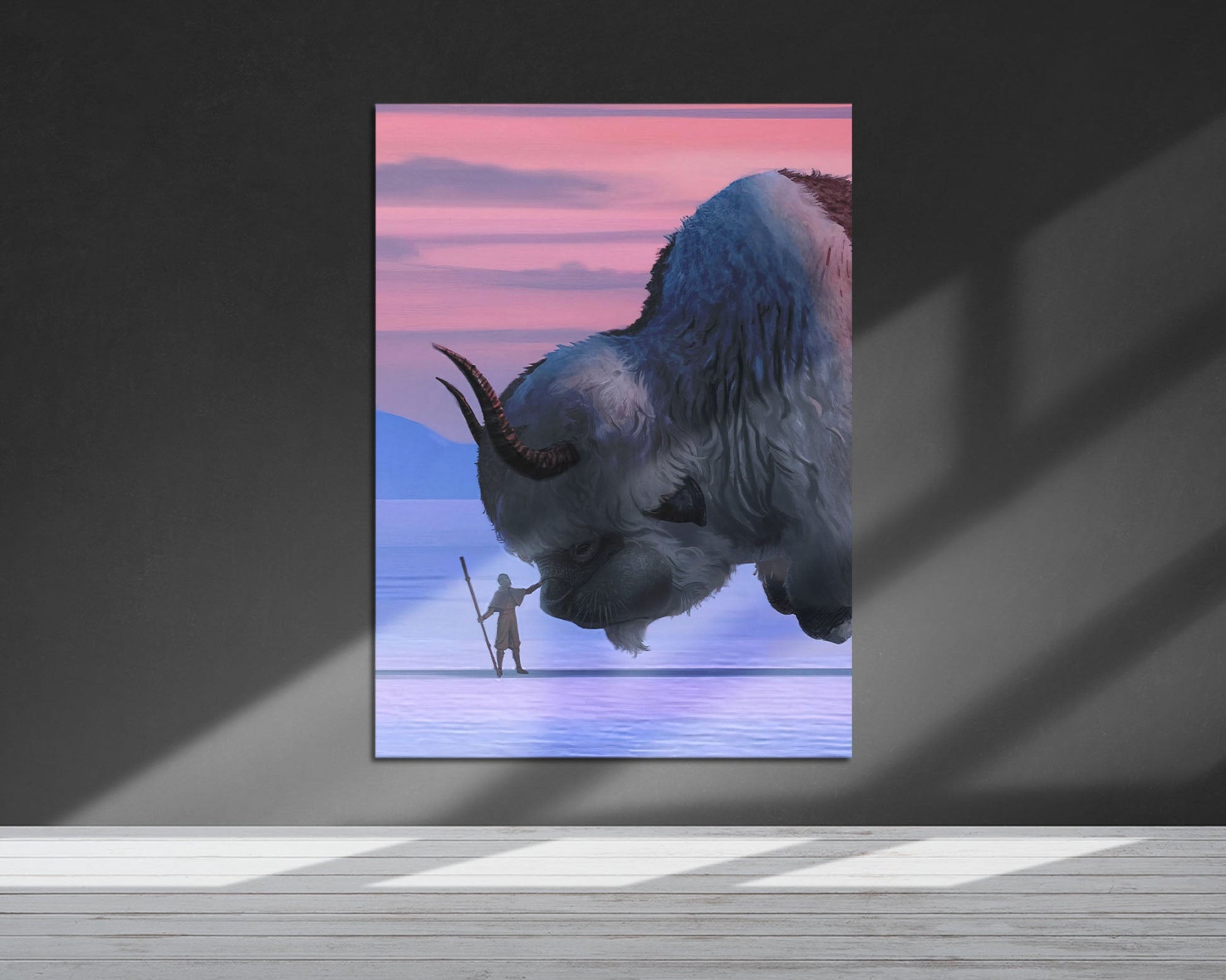 Anime Town Creations Metal Poster Avatar Aang and Appa 5" x 7" Home Goods - Anime Avatar Metal Poster