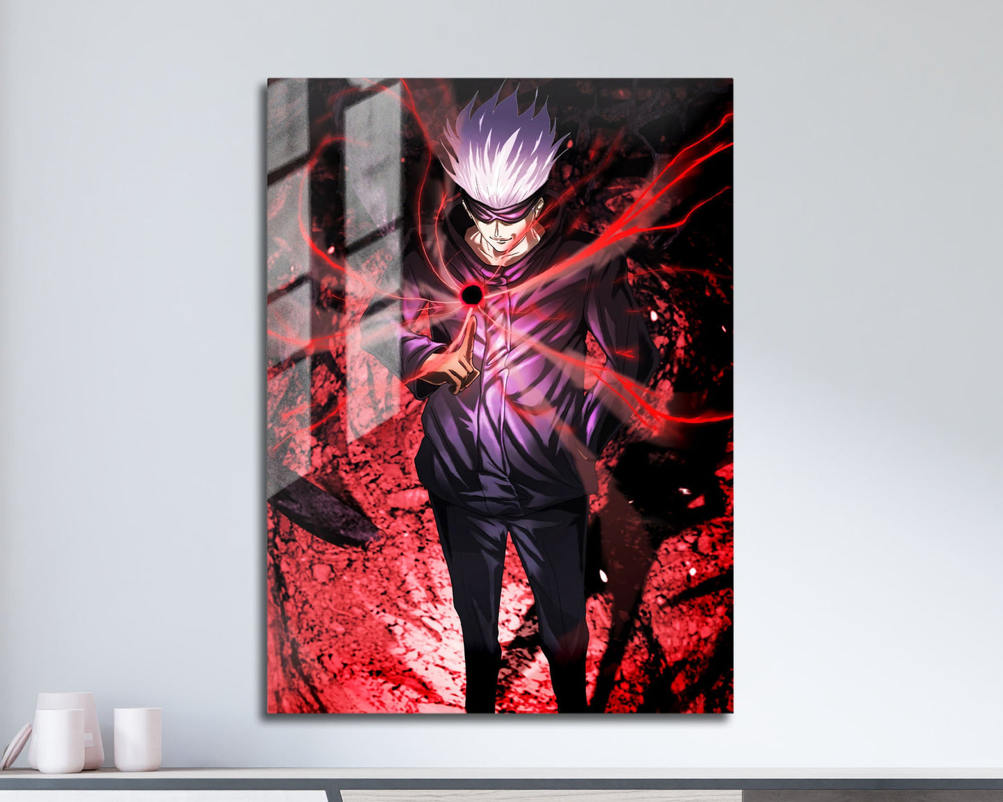 Anime Town Creations Metal Poster Jujutsu Kaisen Satoru Gojo Red 11" x 17" Home Goods - Anime Jujutsu Kaisen Metal Poster