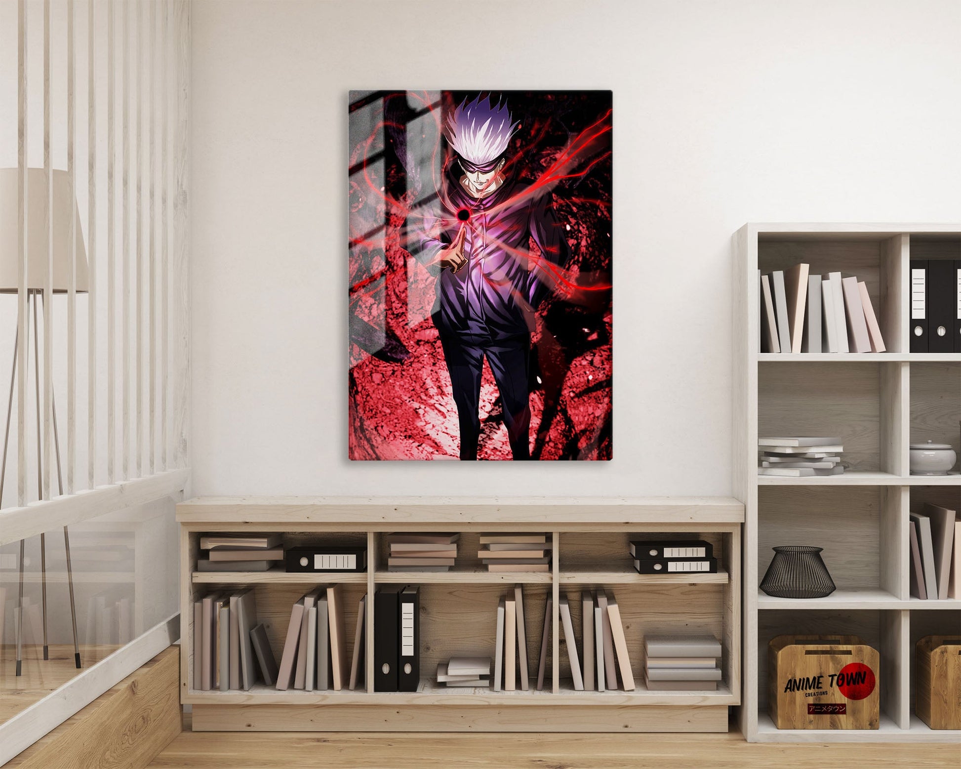 Anime Town Creations Metal Poster Jujutsu Kaisen Satoru Gojo Red 16" x 24" Home Goods - Anime Jujutsu Kaisen Metal Poster