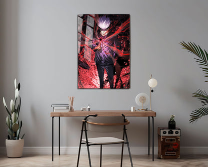 Anime Town Creations Metal Poster Jujutsu Kaisen Satoru Gojo Red 24" x 36" Home Goods - Anime Jujutsu Kaisen Metal Poster