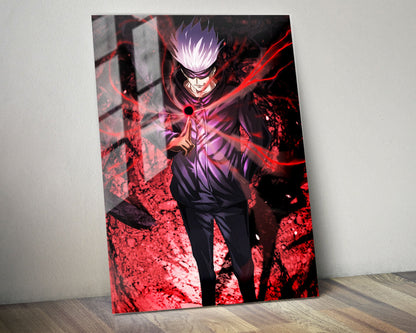 Anime Town Creations Metal Poster Jujutsu Kaisen Satoru Gojo Red 5" x 7" Home Goods - Anime Jujutsu Kaisen Metal Poster