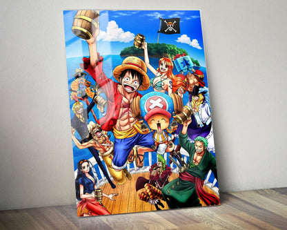 Anime Town Creations Metal Poster One Piece Strawhat Pirates 5" x 7" Home Goods - Anime One piece Metal Poster