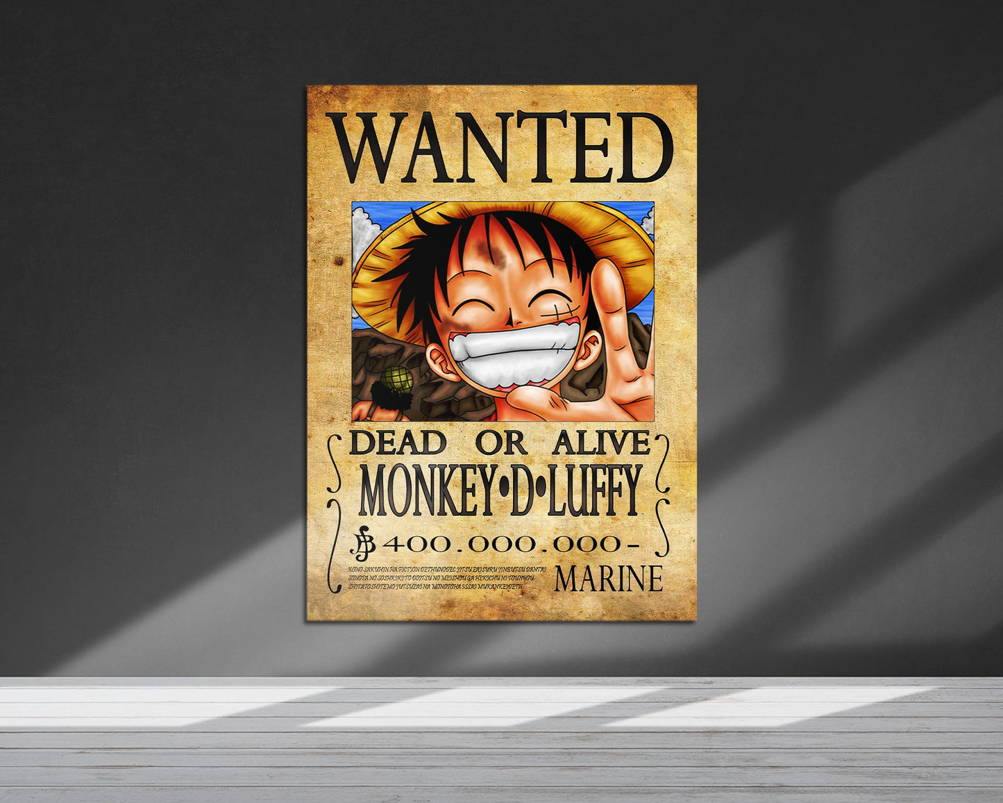 Anime Town Creations Metal Poster One Piece Luffy Wanted Poster 5" x 7" Home Goods - Anime One Piece Metal Poster