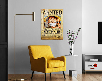 Anime Town Creations Metal Poster One Piece Luffy Wanted Poster 5" x 7" Home Goods - Anime One Piece Metal Poster