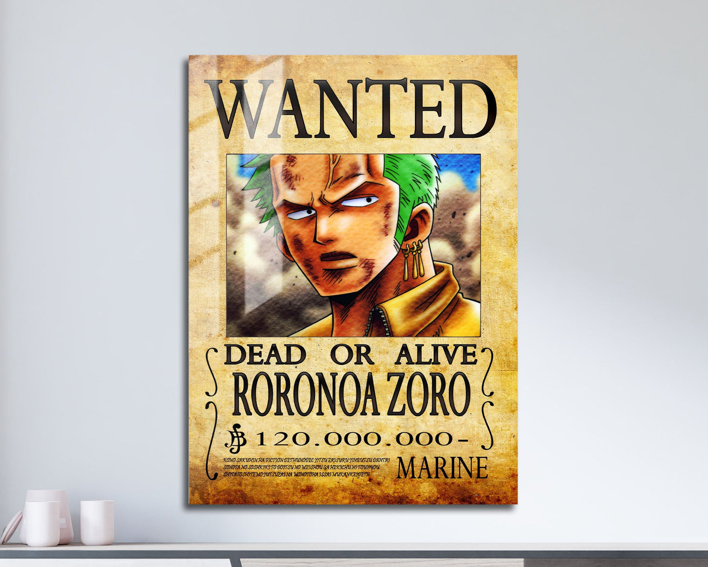Anime Town Creations Metal Poster One Piece Zoro Wanted Poster 11" x 17" Home Goods - Anime One Piece Metal Poster