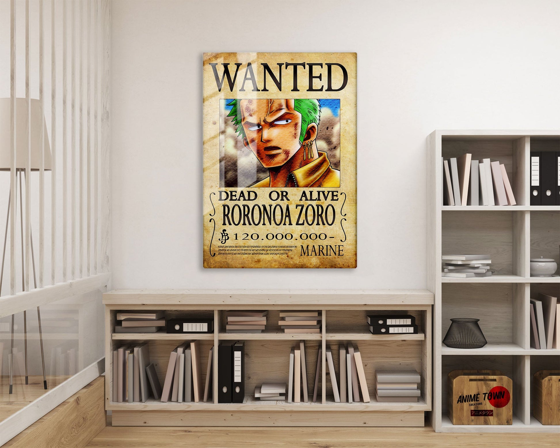 Anime Town Creations Metal Poster One Piece Zoro Wanted Poster 16" x 24" Home Goods - Anime One Piece Metal Poster