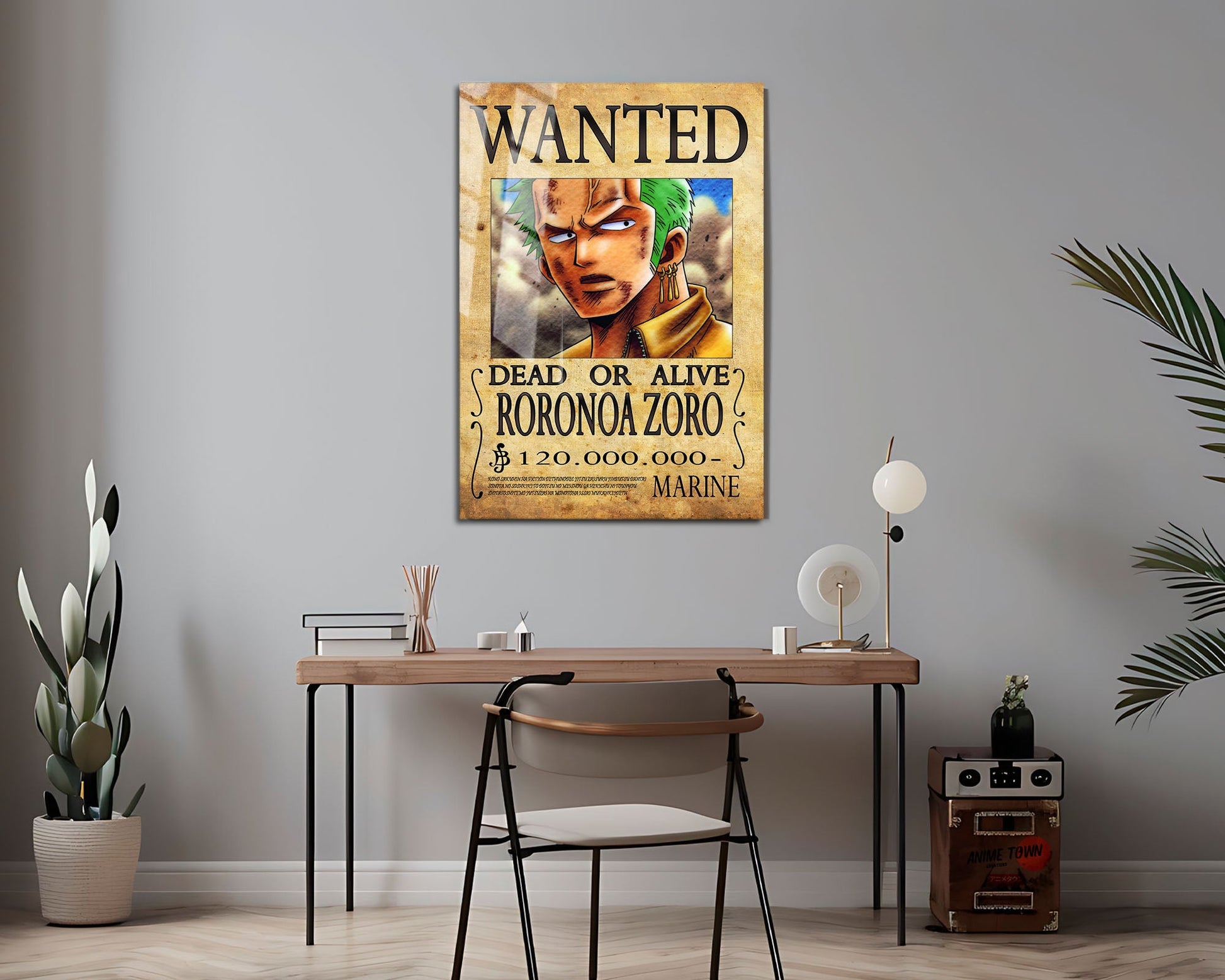 Anime Town Creations Metal Poster One Piece Zoro Wanted Poster 24" x 36" Home Goods - Anime One Piece Metal Poster