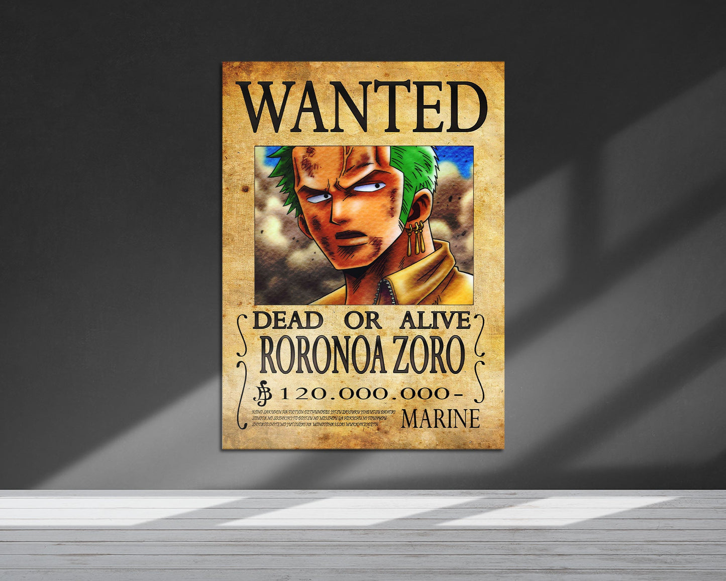 Anime Town Creations Metal Poster One Piece Zoro Wanted Poster 5" x 7" Home Goods - Anime One Piece Metal Poster