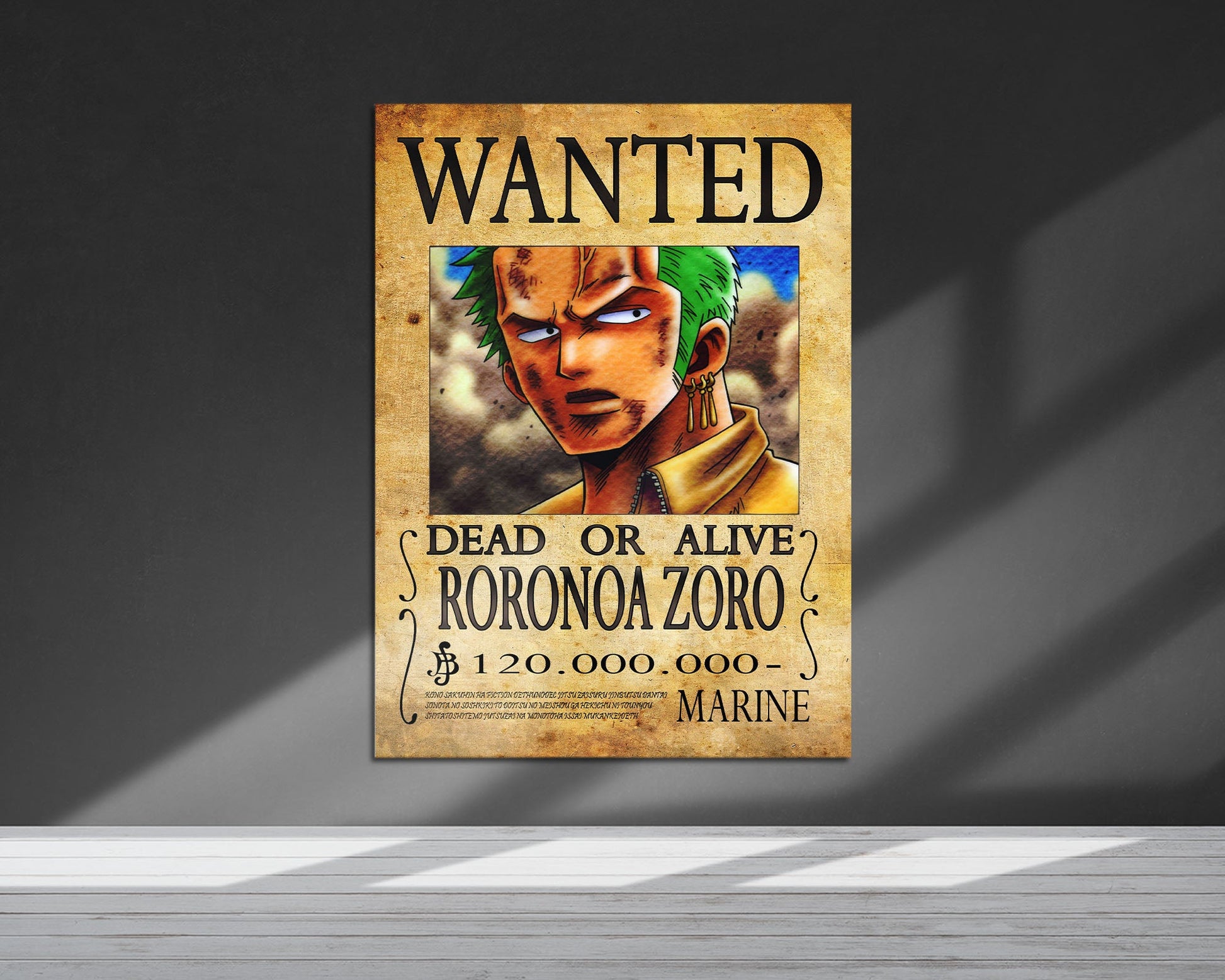 Anime Town Creations Metal Poster One Piece Zoro Wanted Poster 5" x 7" Home Goods - Anime One Piece Metal Poster